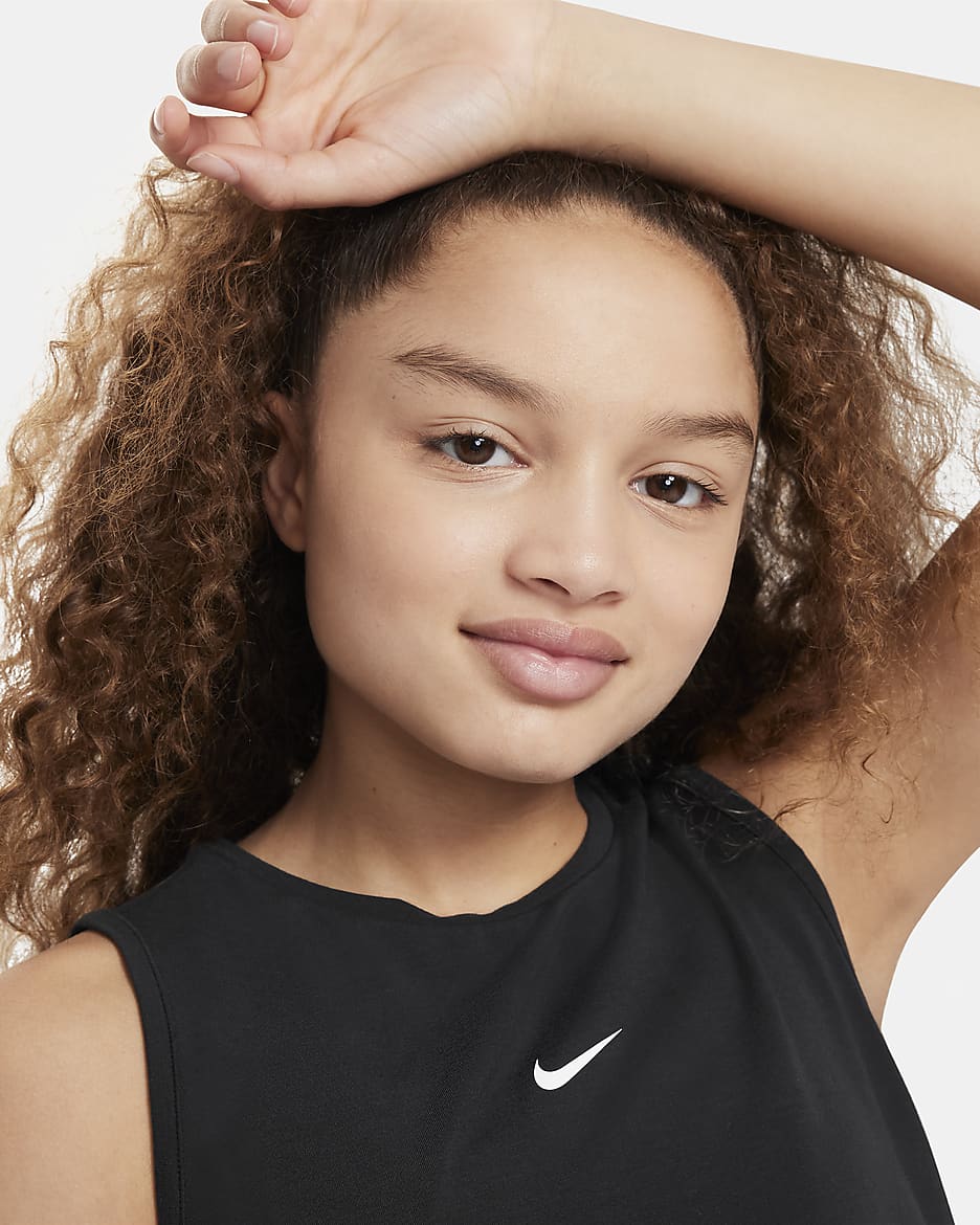 Débardeur de training Dri-FIT Nike Pro pour fille - Noir/Blanc