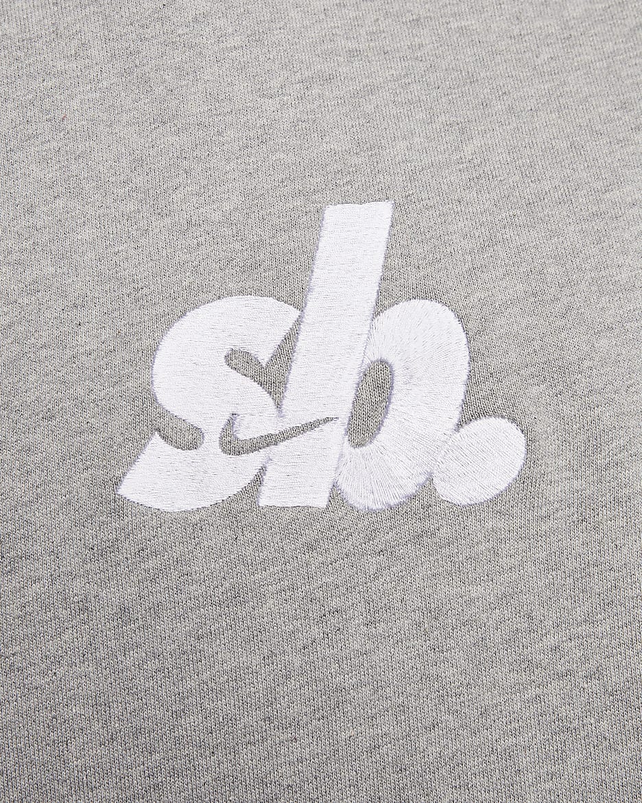 Sudadera con gorro sin cierre de skateboarding de tejido Fleece Nike SB - Gris oscuro jaspeado/Blanco