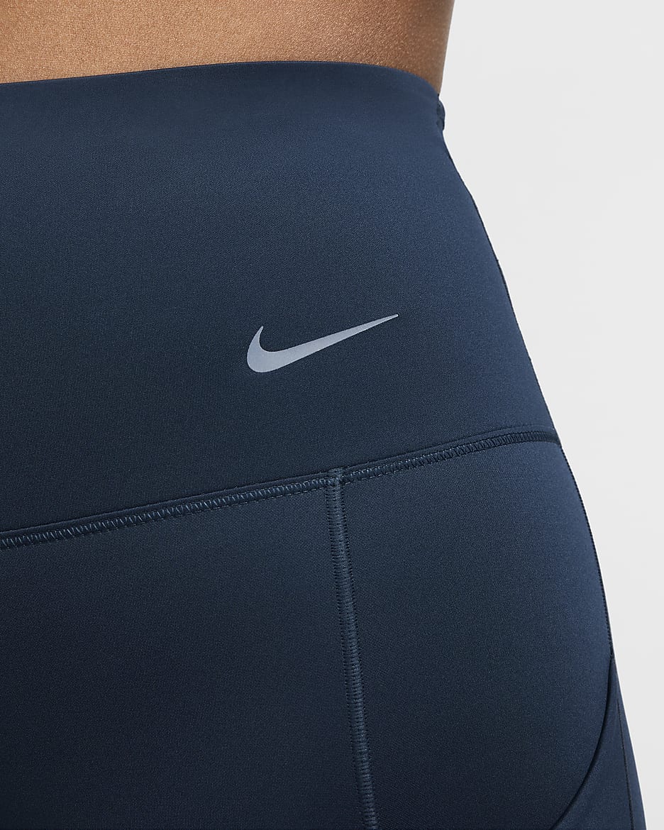 Nike Go erős tartást adó, 7/8-os, magas derekú női leggings zsebekkel - Armory Navy/Fekete