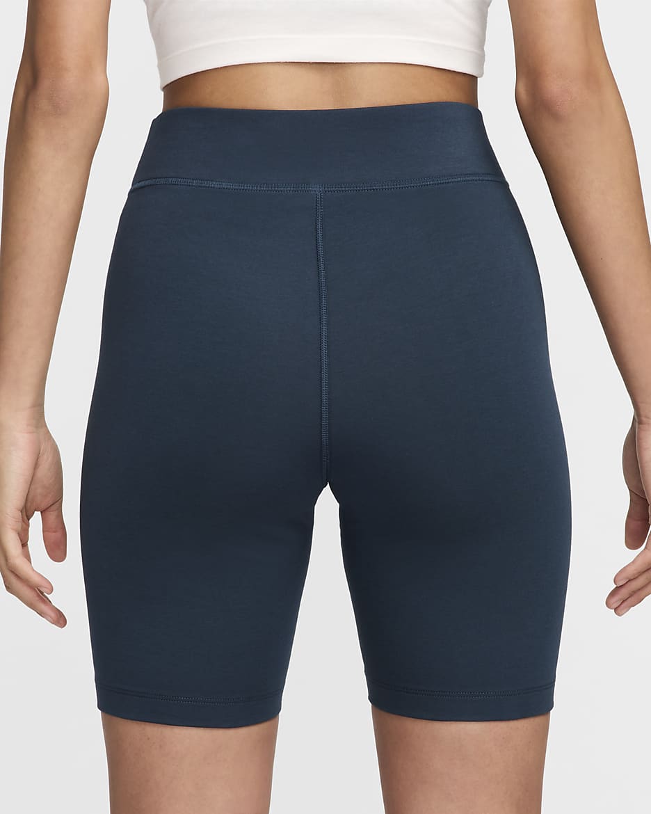 Nike Sportswear Classic Bike-Shorts mit hohem Taillenbund für Damen (ca. 20,5 cm) - Armory Navy/Sail