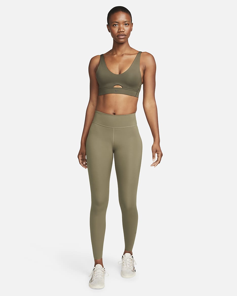 Nike Indy Plunge Cutout Women's Medium-Support Padded Sports Bra - Cargo Khaki/Black