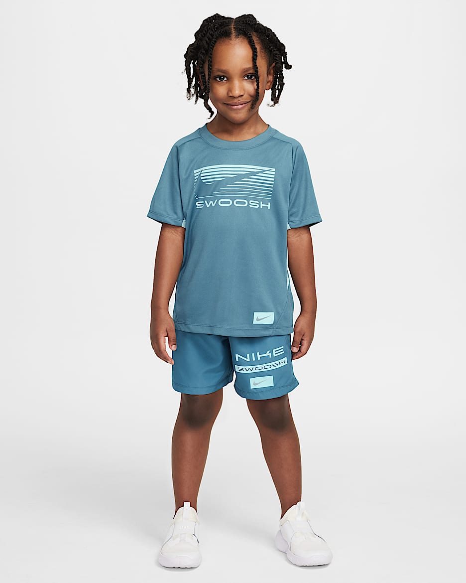 Conjunto de 2 piezas con shorts de tejido Woven Dri-FIT para niños talla pequeña Nike Multi - Azul humeante