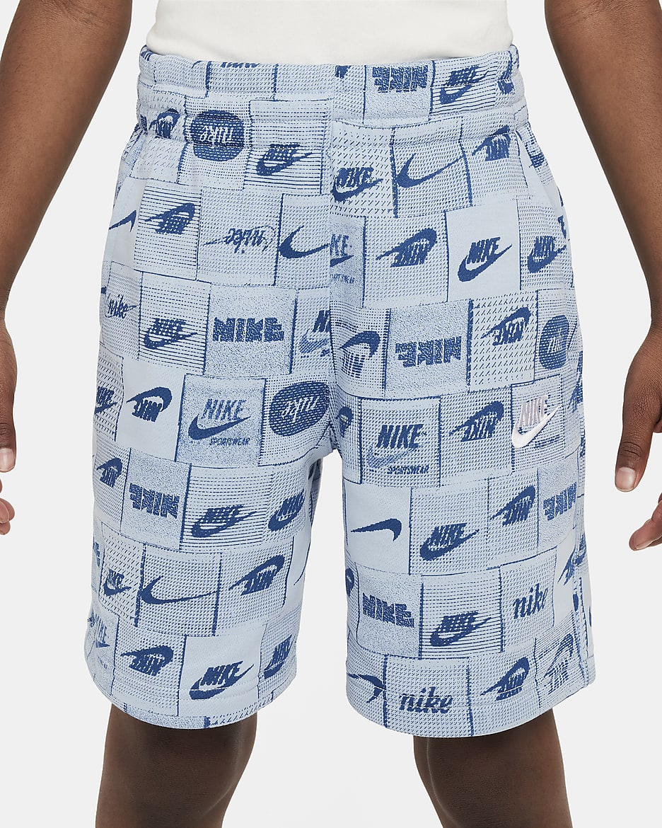 Shorts de French Terry para niños talla grande Nike Sportswear Club - Azul militar claro/Blanco