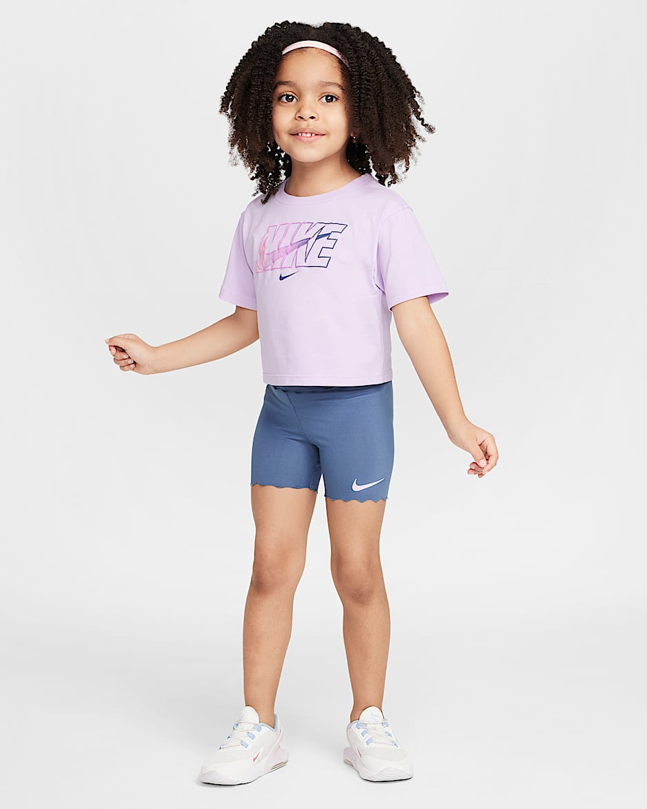 Conjunto de shorts de ciclismo de dos piezas infantil Nike Dri-FIT Swoosh Motion - Azul difuso