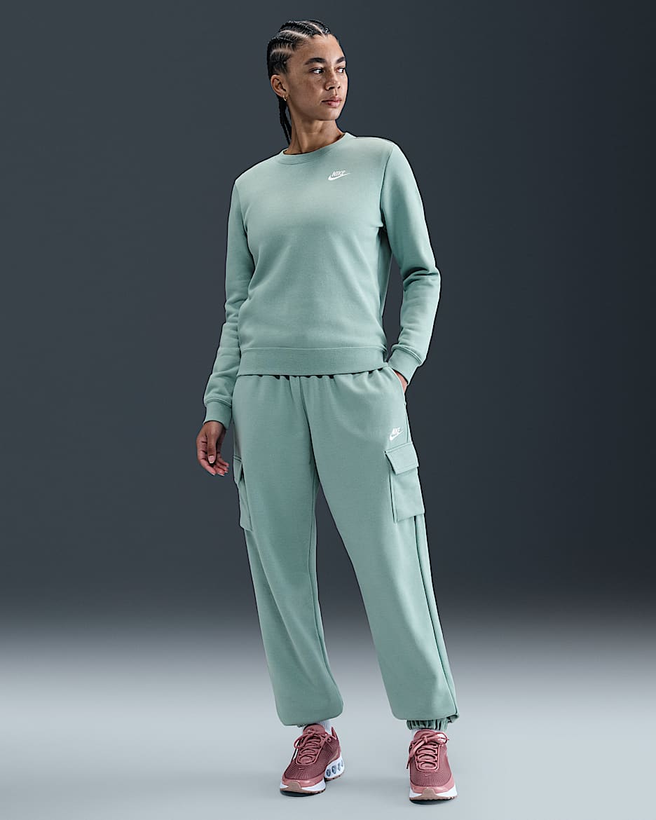 Nike Sportswear Club Fleece Women's Mid-Rise Oversized Cargo Sweatpants - Cannon/White