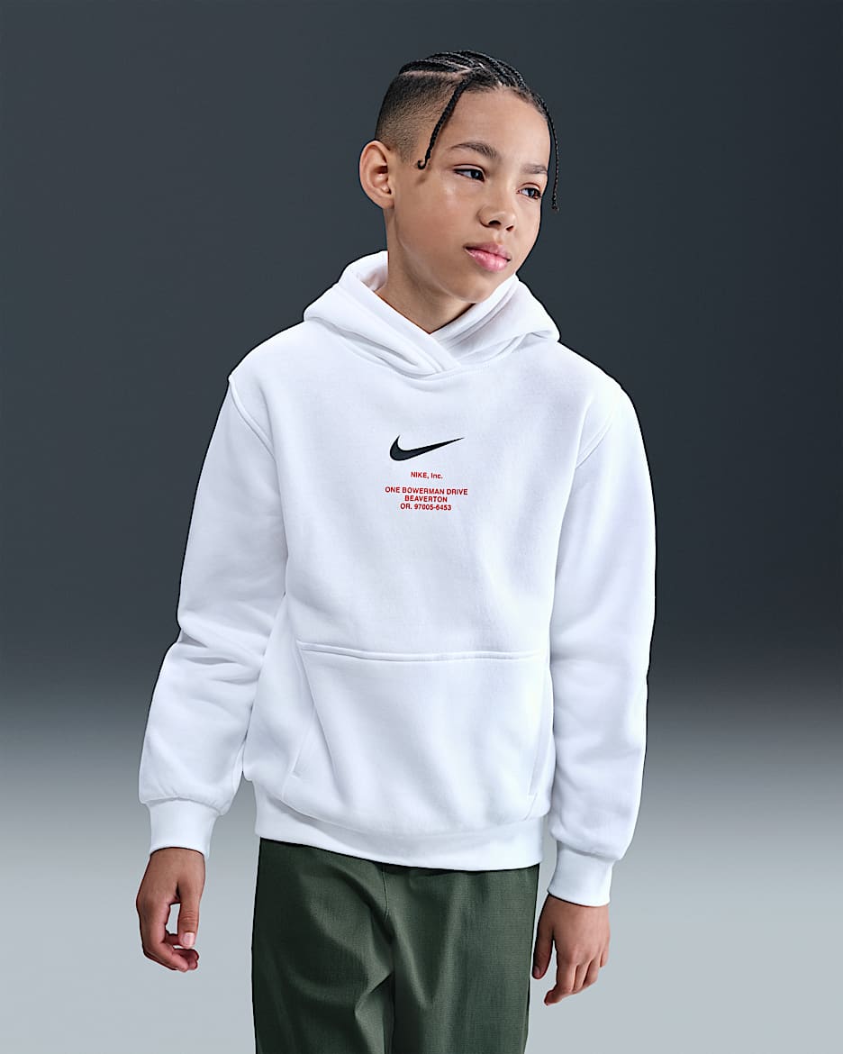Sweat à capuche Nike Sportswear Club Fleece pour Garçon plus âgé - Blanc/Noir