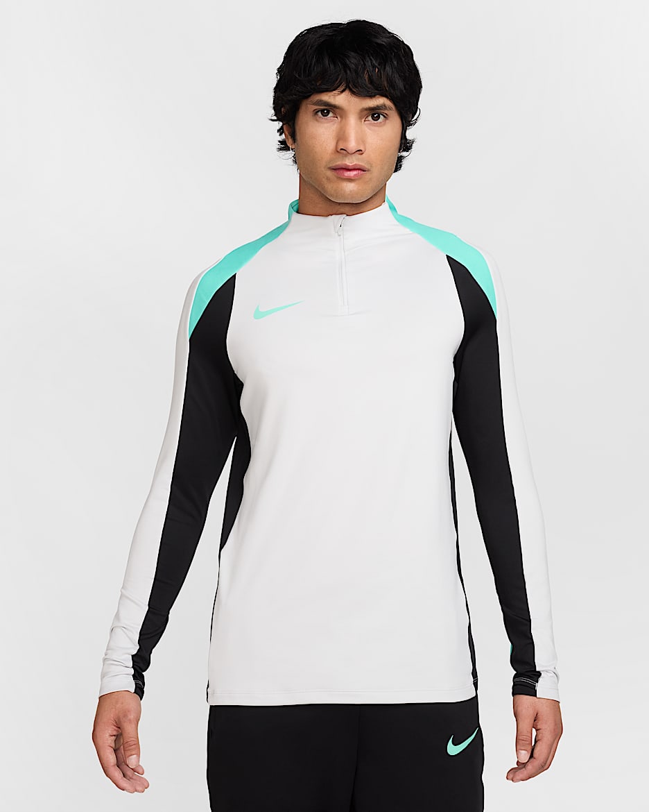 Haut d'entraînement de foot à demi zip Nike Strike Dri-FIT pour homme - Photon Dust/Noir/Dynamic Turquoise/Dynamic Turquoise