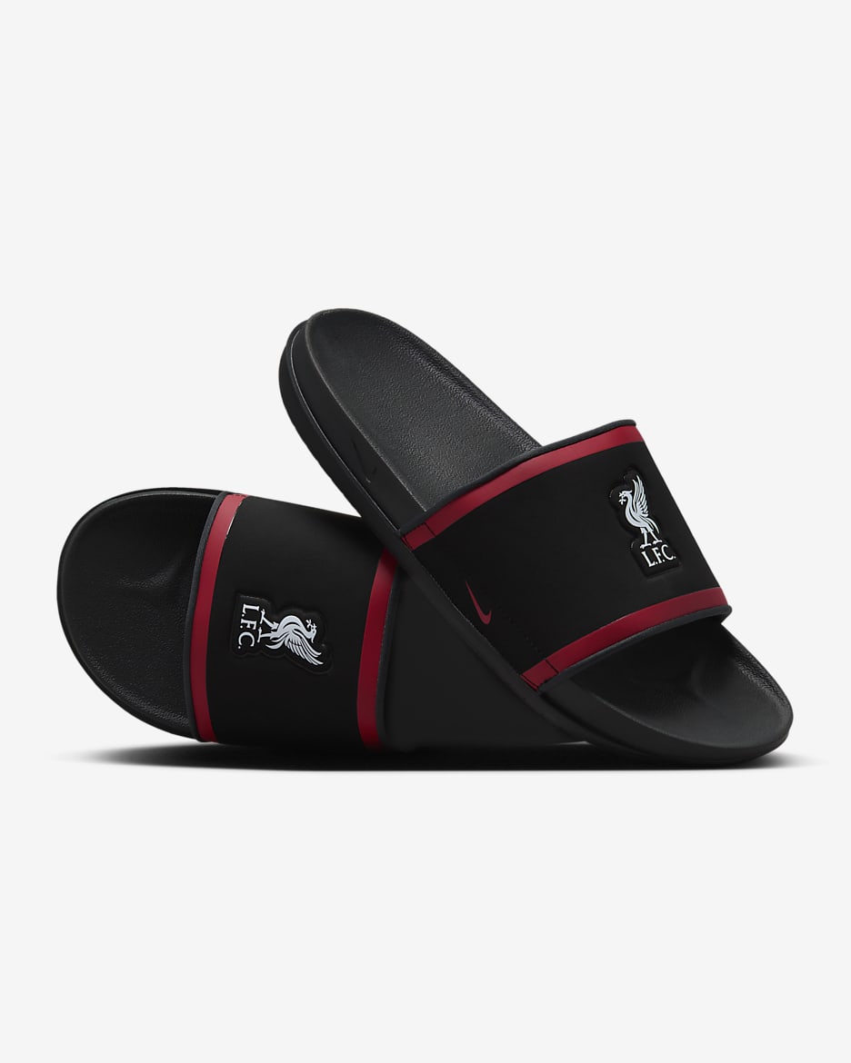 Chanclas de fútbol Nike Offcourt (Liverpool FC)  - Negro/Gris humo oscuro/Rojo gimnasio