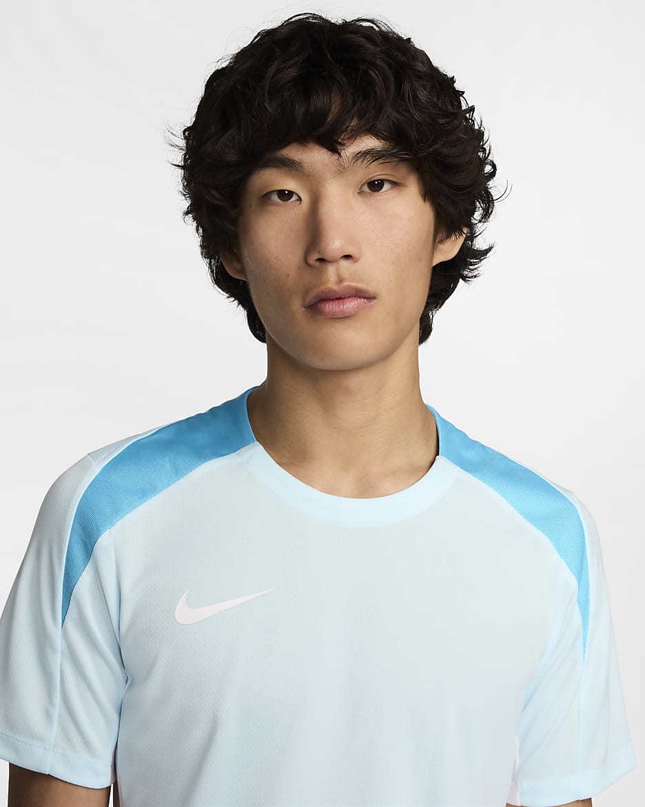 Nike Strike 男款 Dri-FIT 短袖足球上衣 - Glacier Blue/白色/Baltic Blue/白色