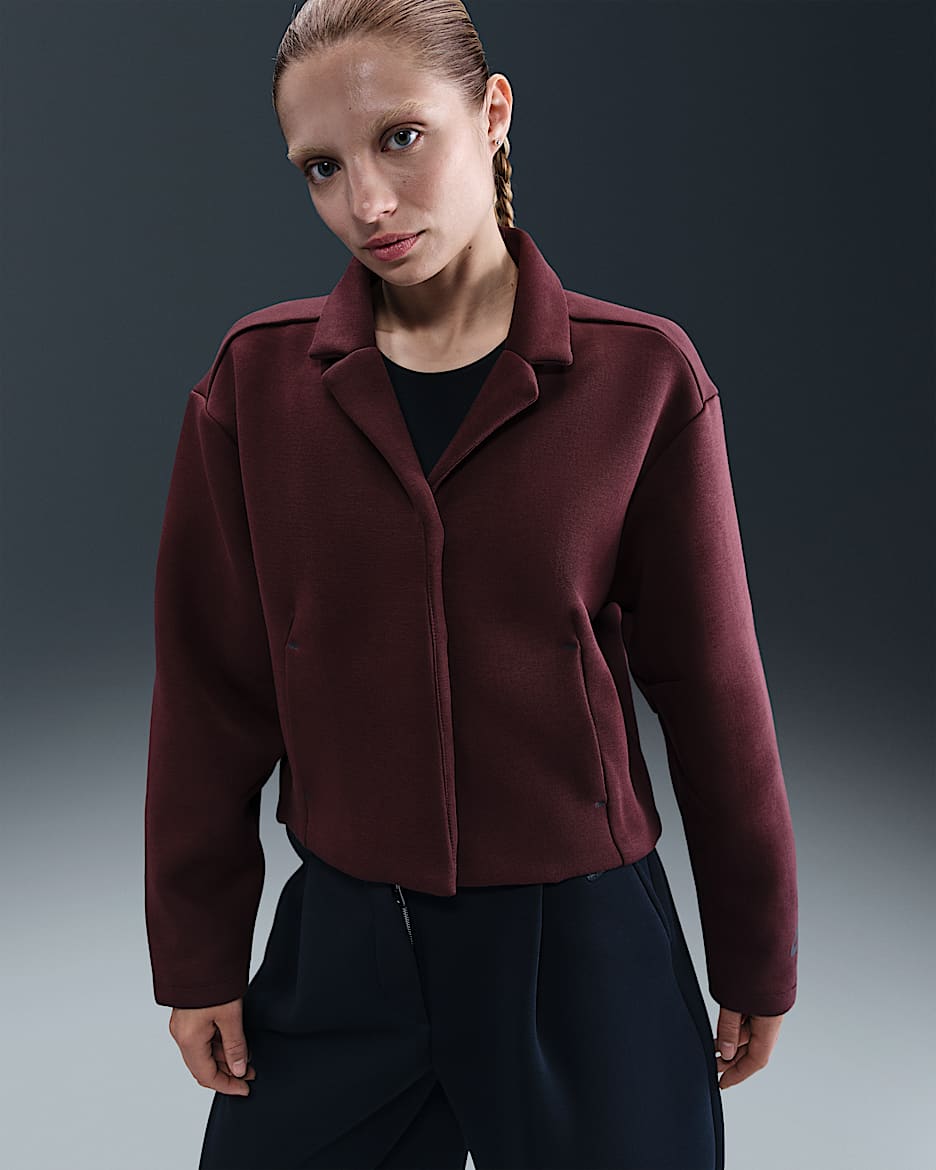 Nike Sportswear Tech Fleece Women's Tailored Jacket - Burgundy Crush/Black
