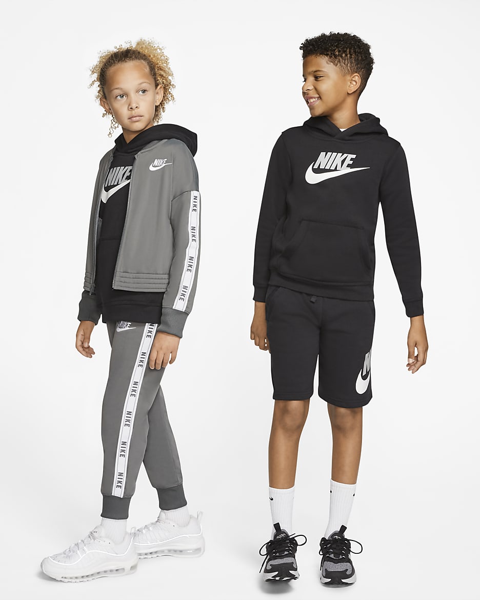 Nike Sportswear Club Fleece Big Kids’ Pullover Hoodie - Black/Light Smoke Grey