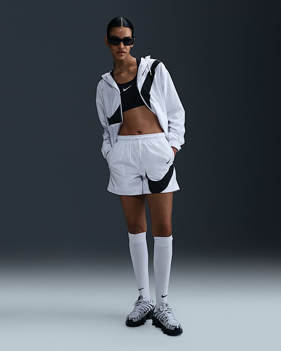 Nike Sportswear Classic Women's Mid-Rise 5" Woven Logo Shorts - White/Black