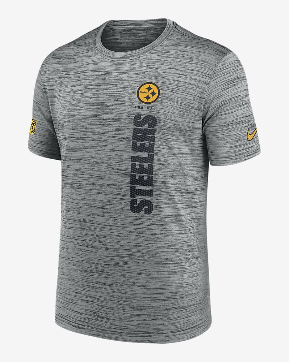 Pittsburgh Steelers Sideline Velocity Men's Nike Dri-FIT NFL T-Shirt - Grey Heather