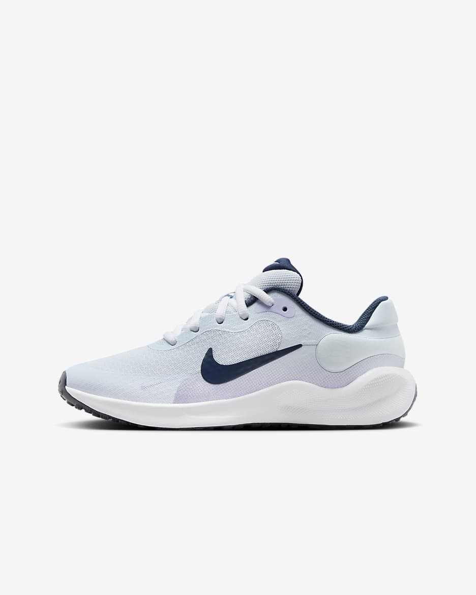 Nike Revolution 7 大童跑鞋 - Football Grey/Lilac Bloom/Lilac/Midnight Navy