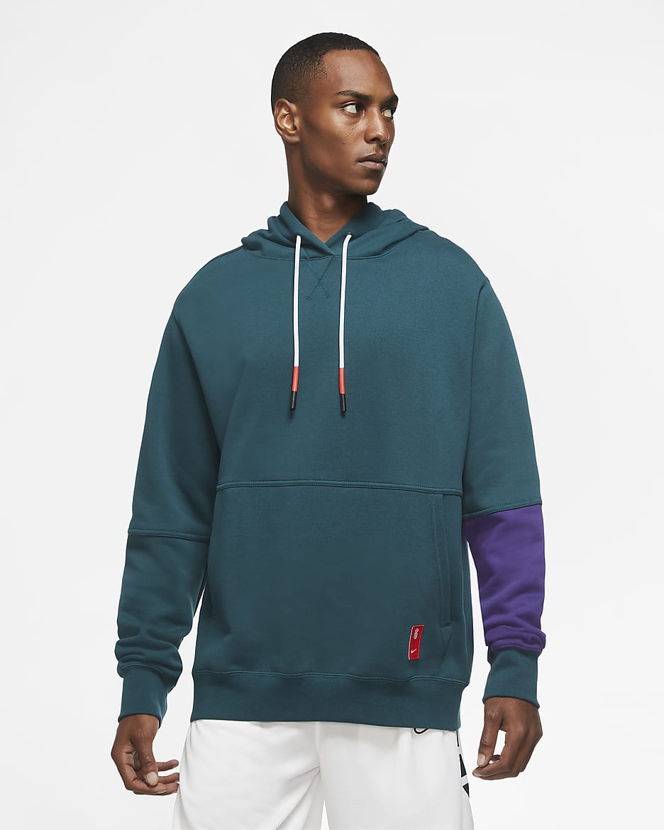 Kyrie Men's Pullover Hoodie - Dark Atomic Teal/New Orchid/Black/Chile Red