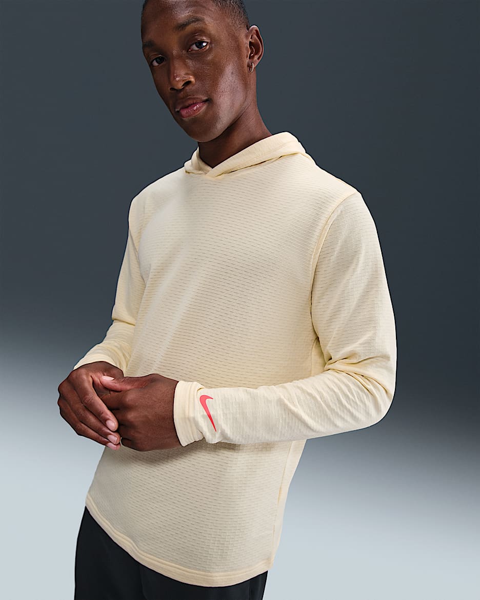 Nike Tour Dri-FIT Golf-Hoodie (Herren) - Muslin/Bright Crimson