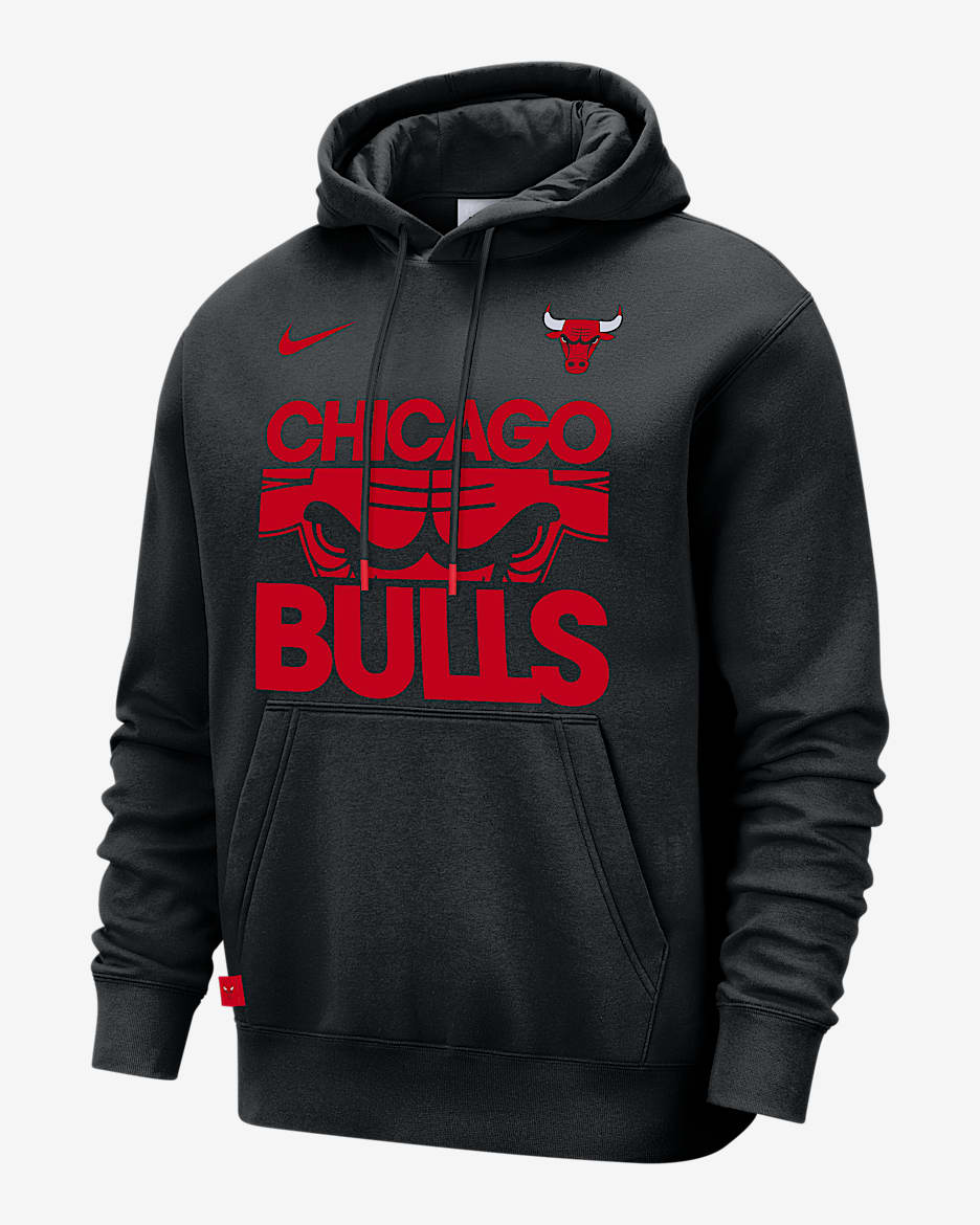 Sudadera con gorro sin cierre Nike de la NBA para hombre Chicago Bulls Club Courtside - Negro/Rojo universitario