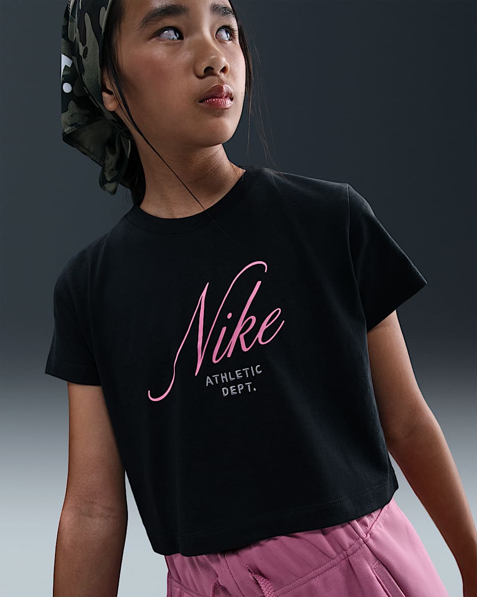 Nike Sportswear Big Kids' (Girls') Cropped T-Shirt - Black