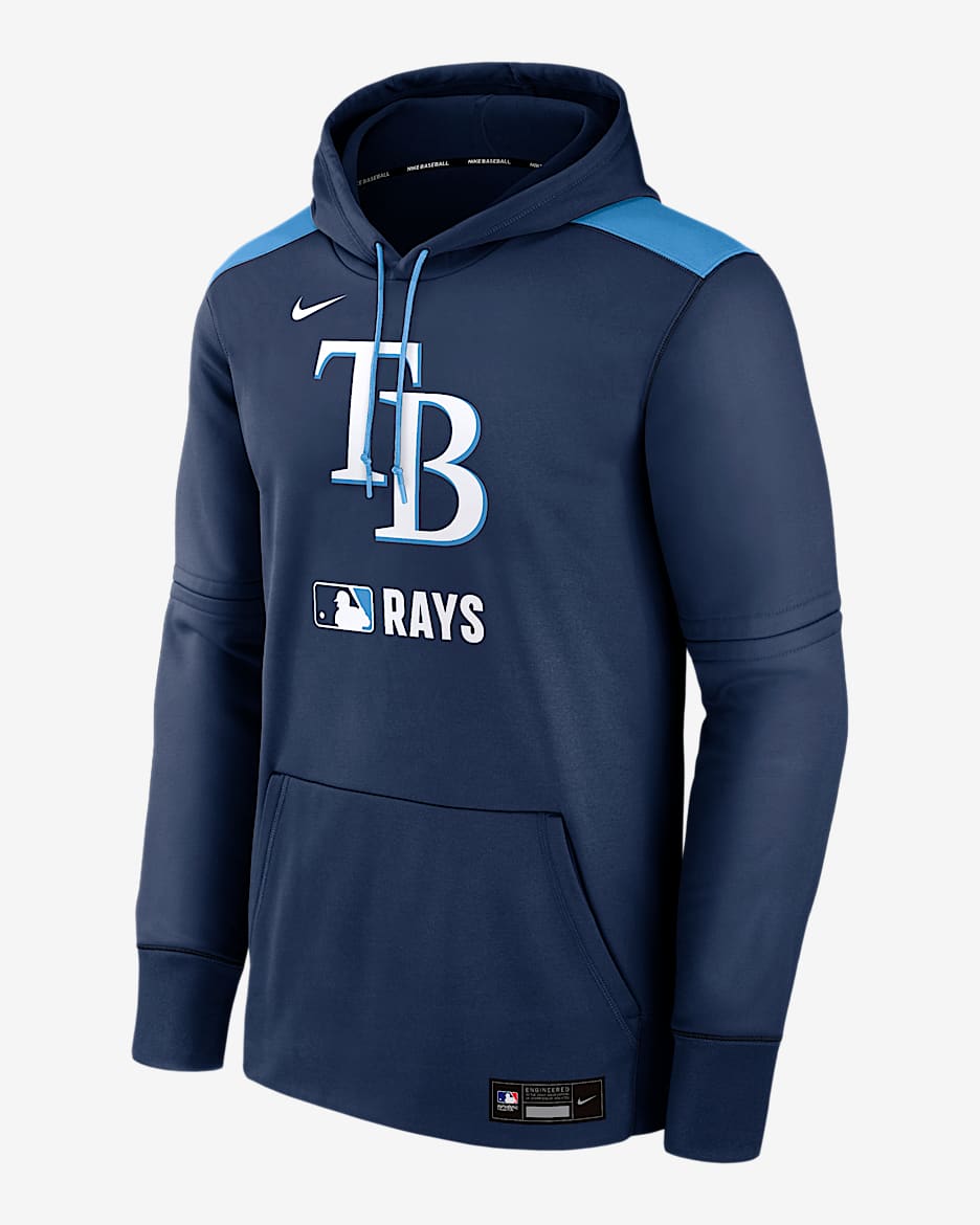 Sudadera con gorro sin cierre Nike Therma de la MLB para hombre Tampa Bay Rays Authentic Collection - Azul marino
