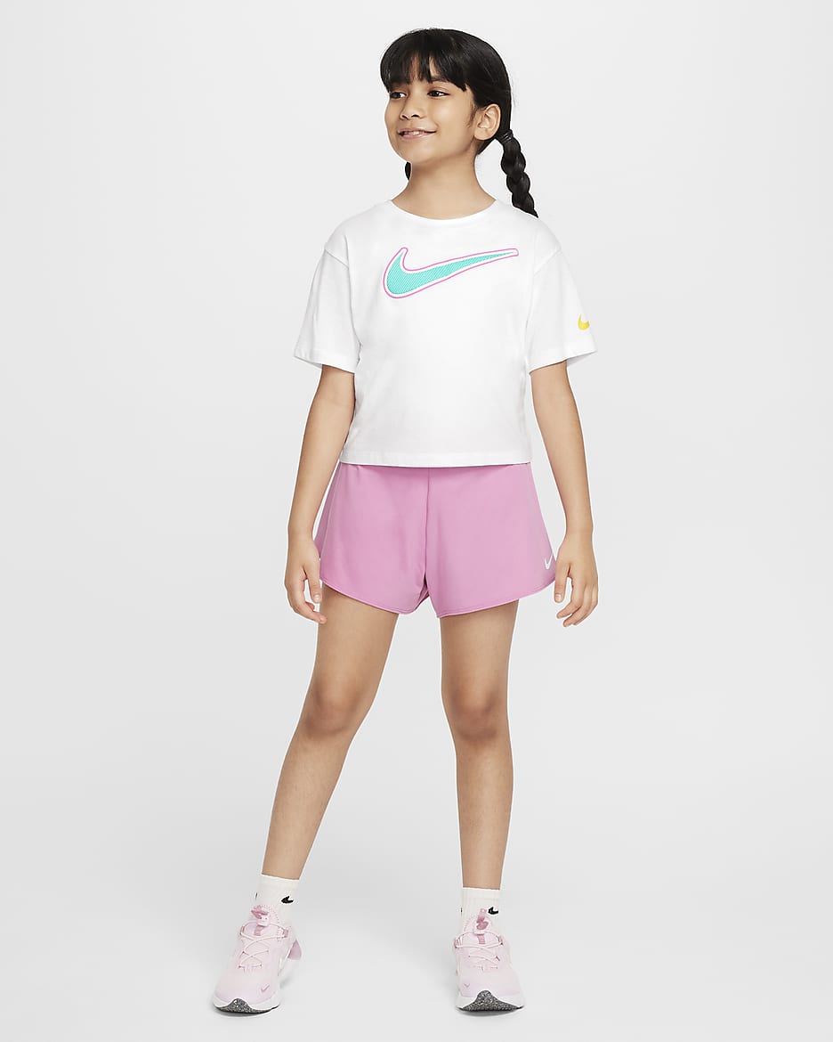 Shorts Swing para niños talla pequeña Nike Dri-FIT "All Day Play" - Flamenco mágico