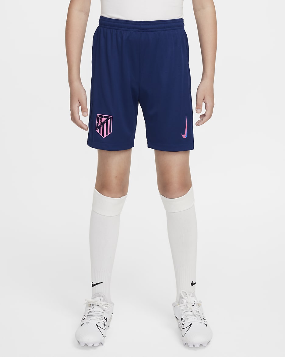 Atlético Madrid 2024/25 Stadium Third Nike Replika-Fußballshorts mit Dri-FIT-Technologie (ältere Kinder) - Blue Void/Pink Glow