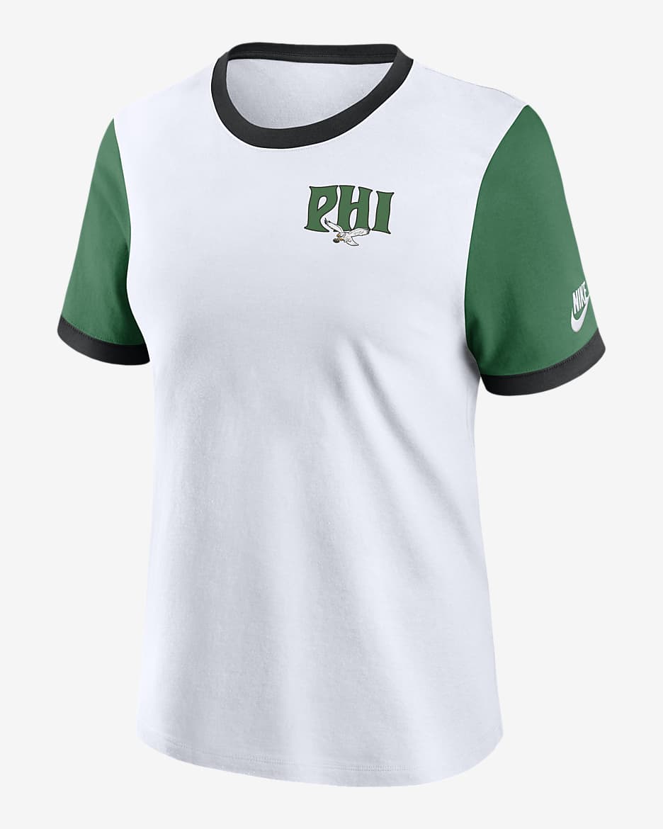 Philadelphia Eagles Rewind Women's Nike NFL Ringer T-Shirt - White