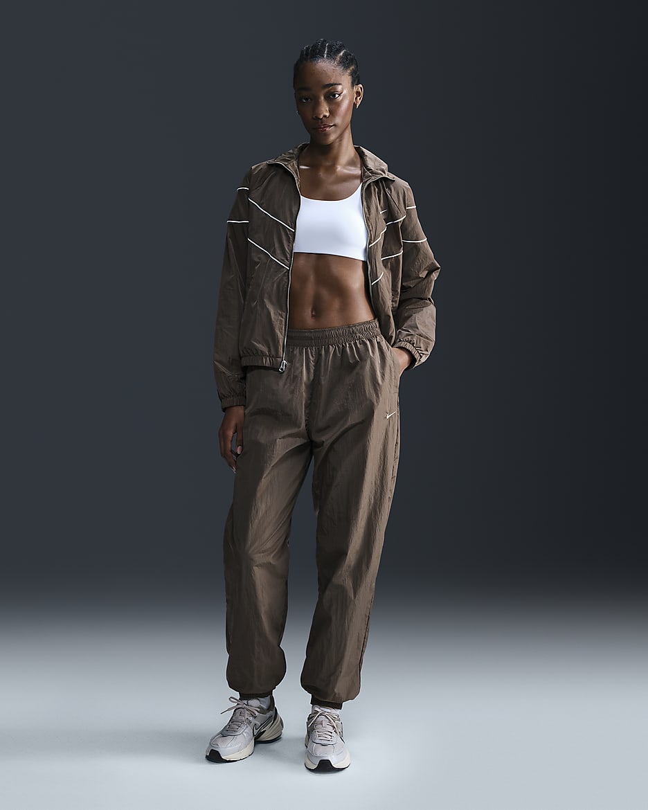 Nike Sportswear Essential Women's Mid-Rise Oversized Woven Joggers - Ironstone/White