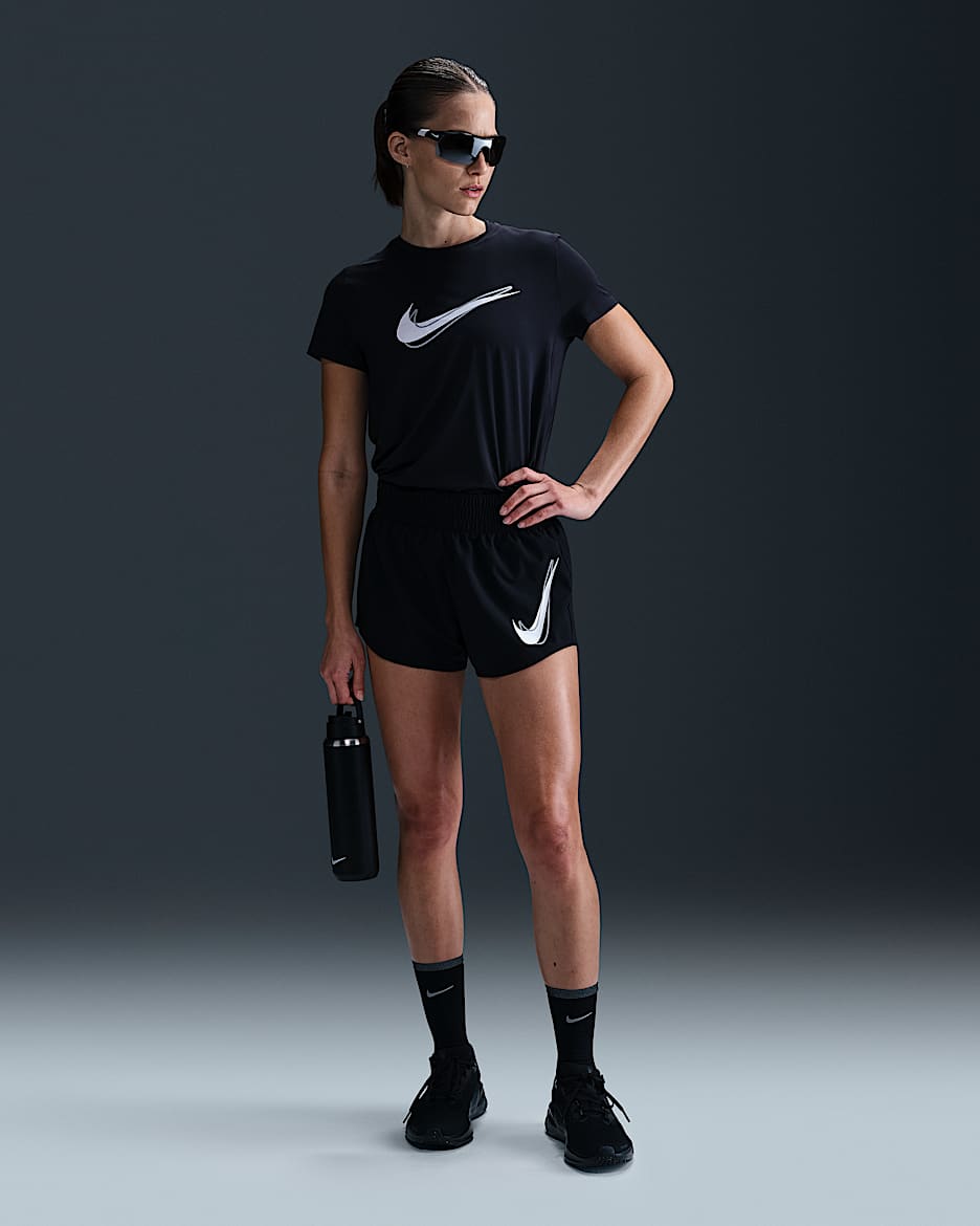 Nike One Laufshorts mit Innenslip, mittelhohem Bund und Dri-FIT-Technologie (Damen) - Schwarz