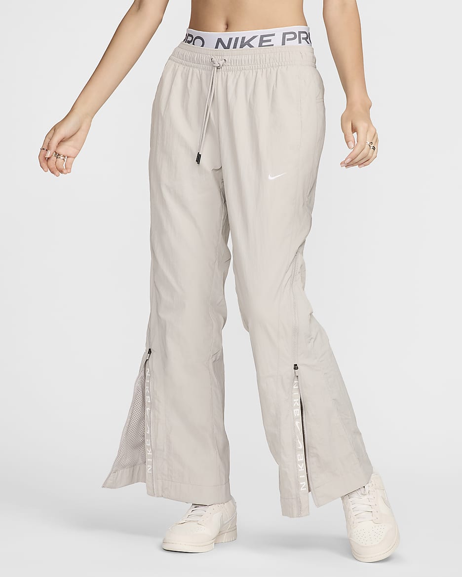 Nike Sportswear Collection Women's Mid-Rise Repel Zip Pants - Light Iron Ore/White