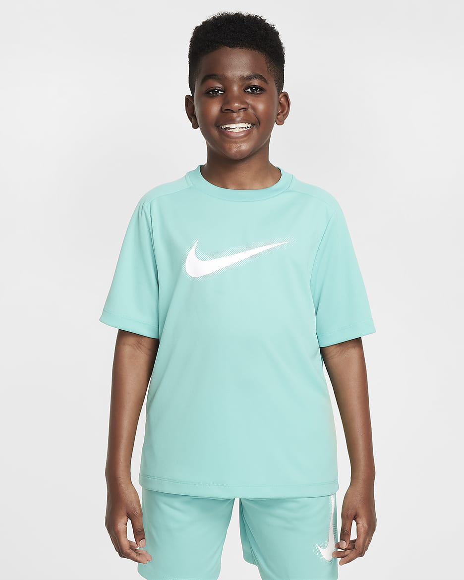 Maglia da training con grafica Dri-FIT Nike Multi – Ragazzo - Green Frost/Bianco