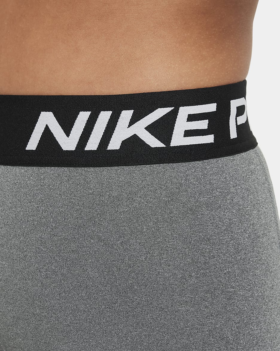 Nike Pro Dri-FIT-leggings til større børn (piger) - Carbon Heather/hvid