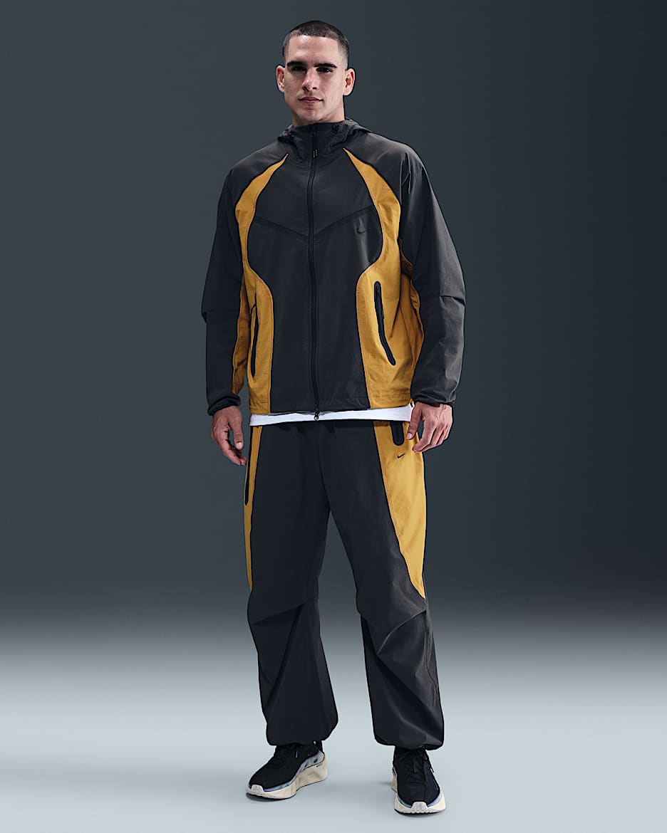 Nike Tech Men's Dri-FIT Woven Color-Block Loose-Fit Pants - Anthracite/Ochre/Black