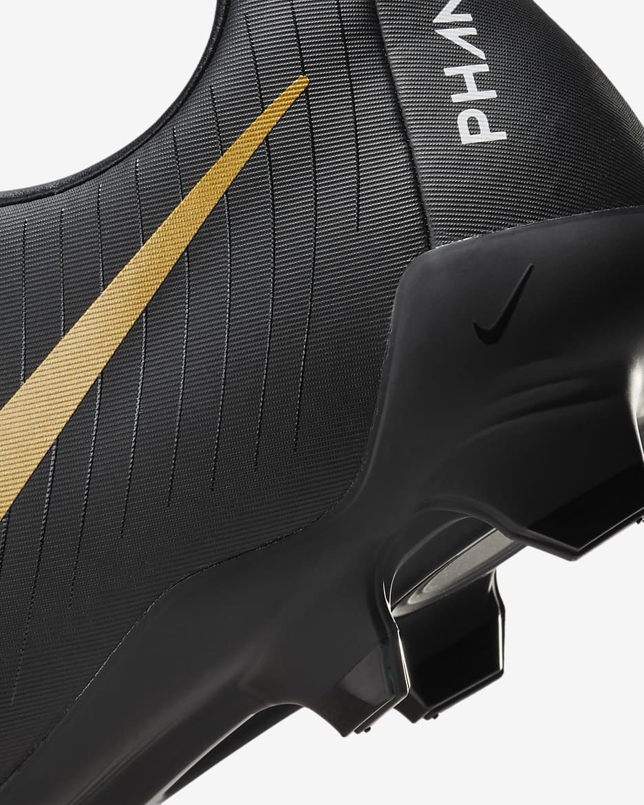 Chuteiras de futebol de perfil baixo MG Nike Phantom GX 2 Academy - Branco/Dourado Coin metalizado/Preto