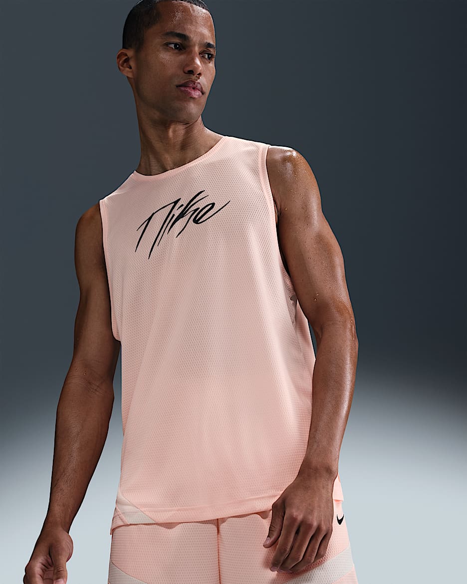 Jersey de básquetbol Dri-FIT para hombre Nike Icon - Coral lavado/Marfil pálido/Coral lavado/Negro