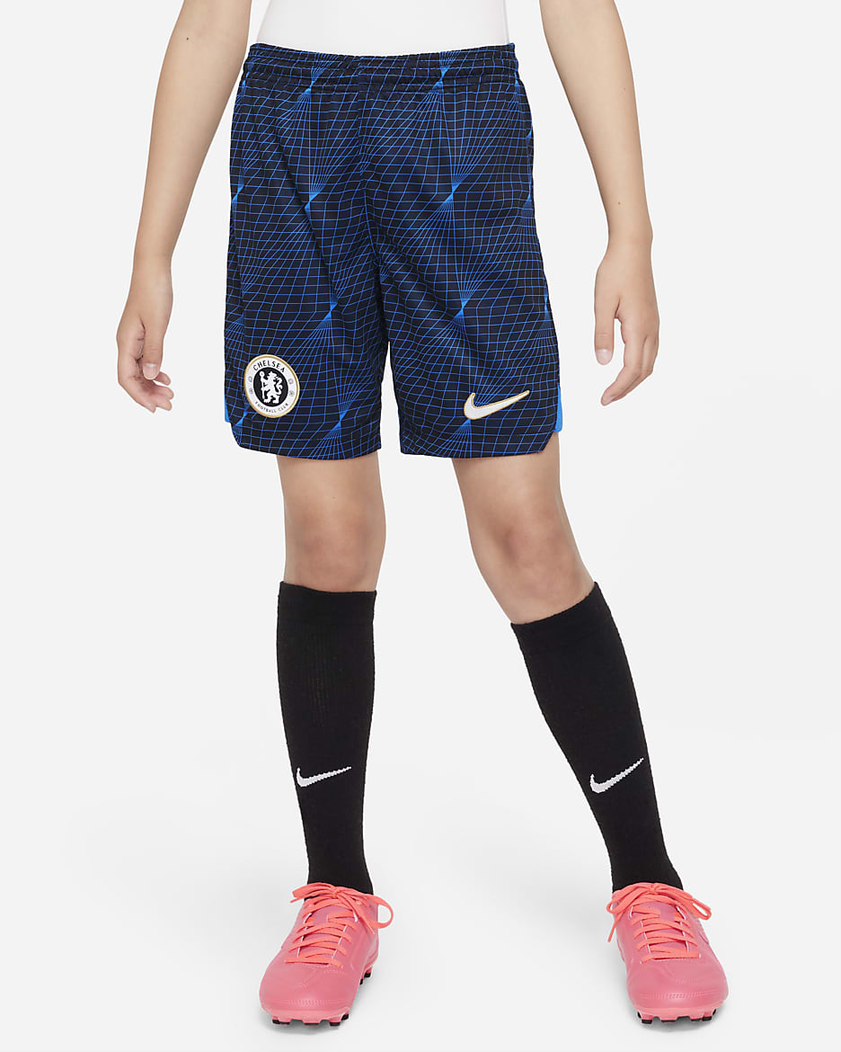 Shorts de fútbol Nike Dri-FIT del Chelsea FC visitante 2023/24 Stadium para niños talla grande - Vuelo/Blanco