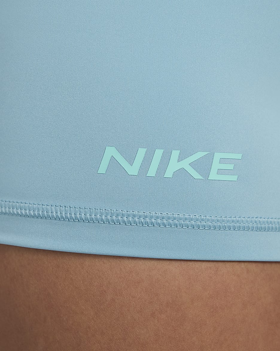 Nike Pro Women's Mid-Rise 3" Graphic Biker Shorts - Denim Turquoise/Glacier Blue/Green Frost/White