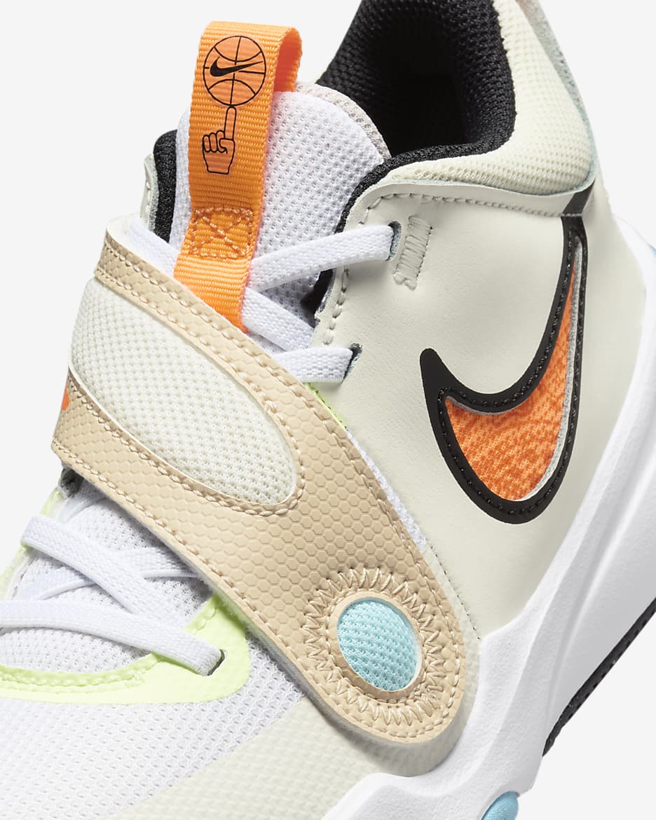 Nike Team Hustle D 11 "CHBL" Big Kids' Basketball Shoes - Sail/White/Barely Volt/Total Orange