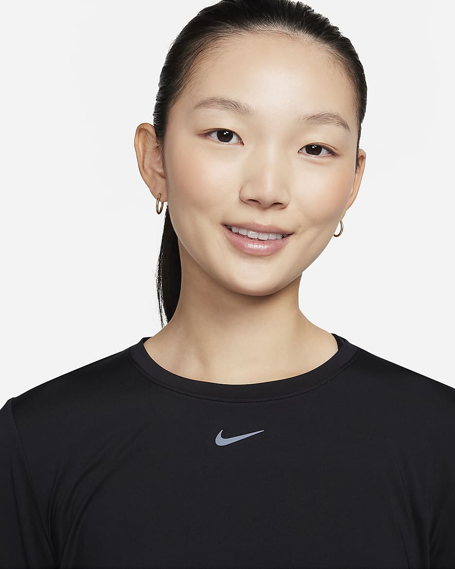 Nike One Classic 女款 Dri-FIT 長袖上衣 - 黑色/黑色