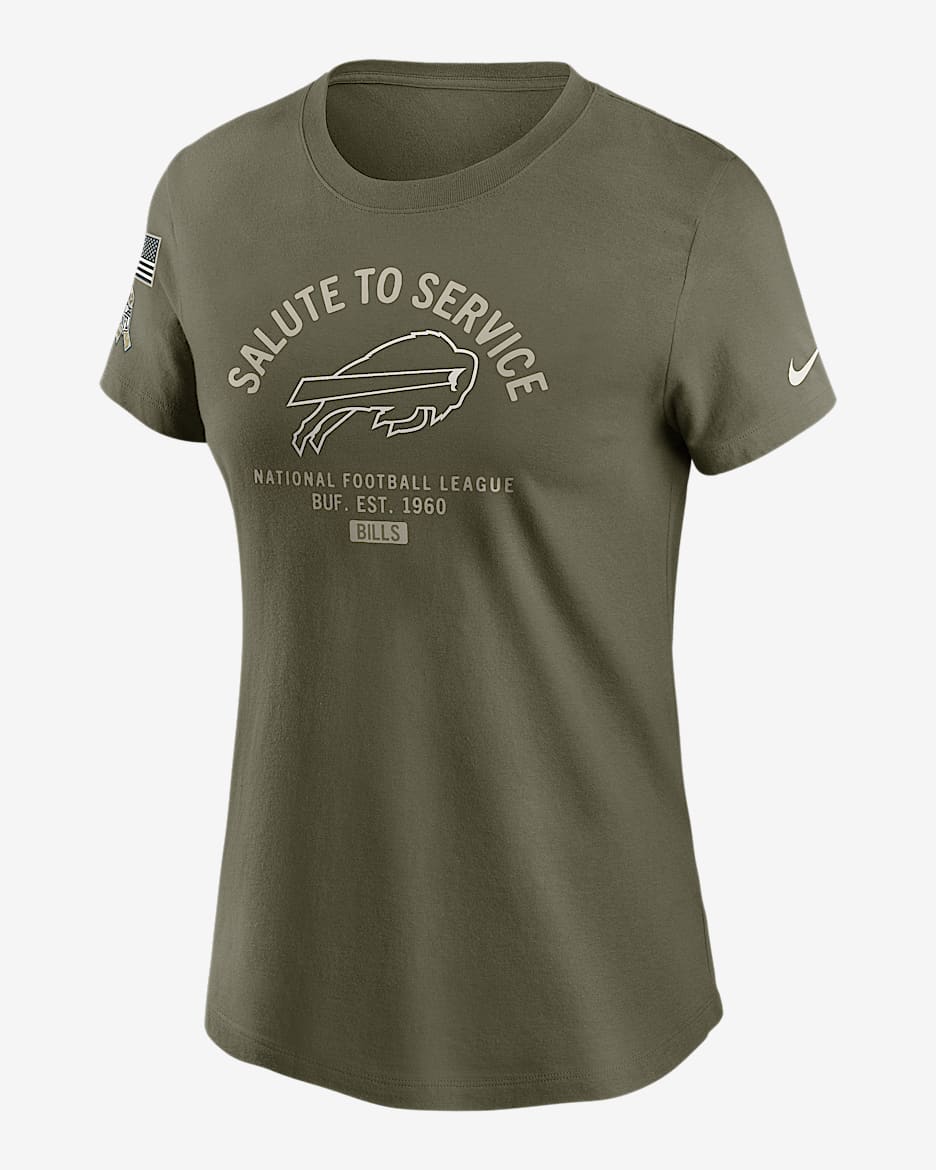 Buffalo Bills Salute to Service Sideline Women's Nike NFL T-Shirt - Olive