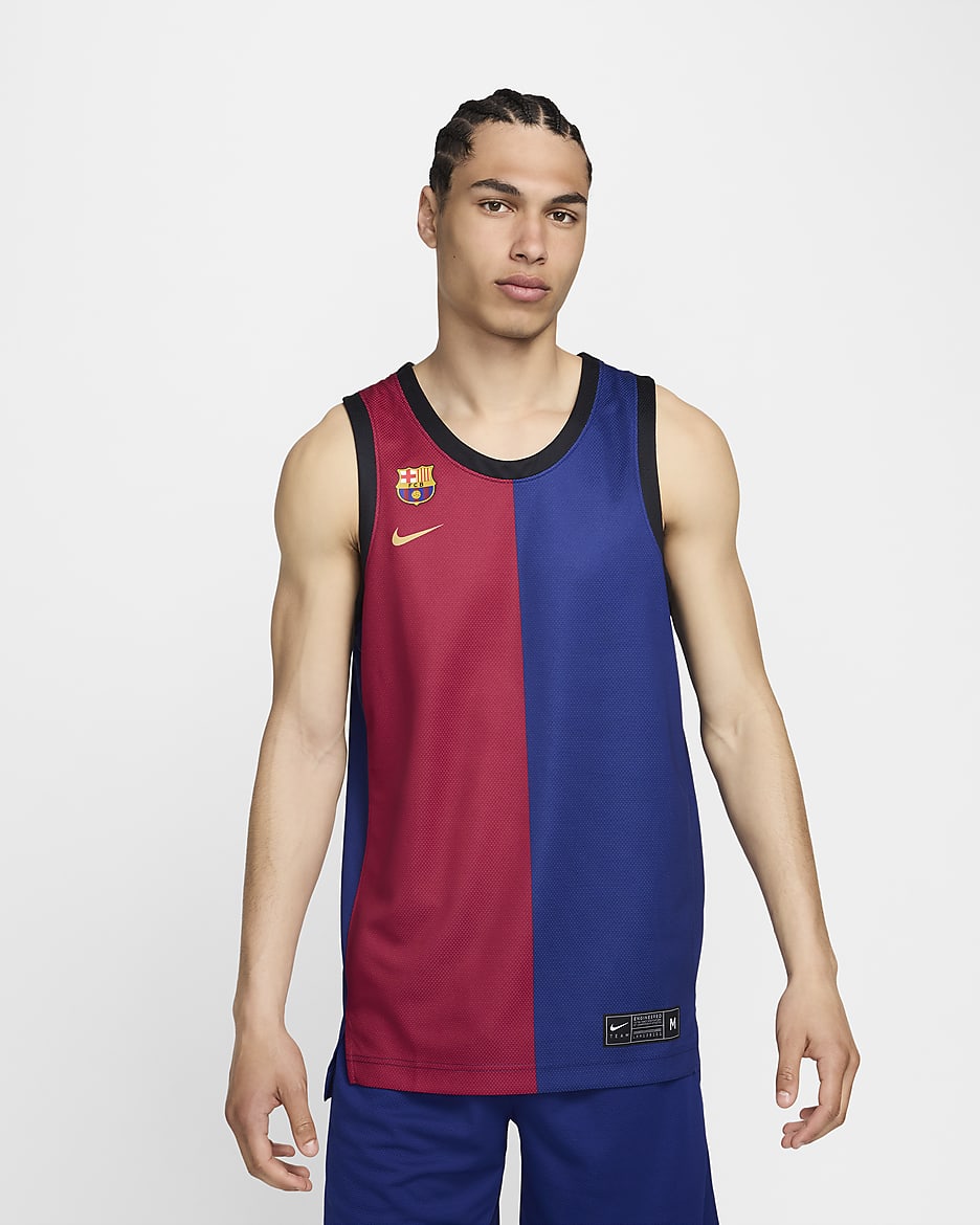 F.C. Barcelona 2024 Home Men's Nike Dri-FIT Basketball Replica Jersey - Deep Royal Blue/Noble Red/Club Gold