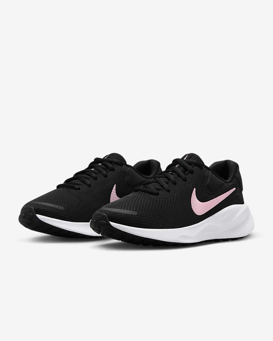 Nike Revolution 7 Women's Road Running Shoes - Black/White/Medium Soft Pink