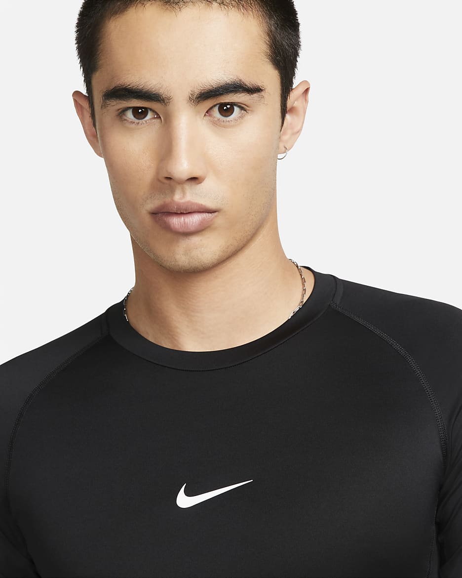 Nike Pro Men's Dri-FIT Tight Short-Sleeve Fitness Top - Black/White