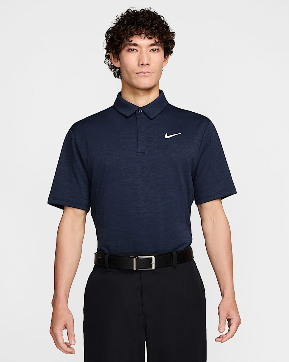 Nike Tour Men's Dri-FIT Jacquard Golf Polo - Midnight Navy/Black/White