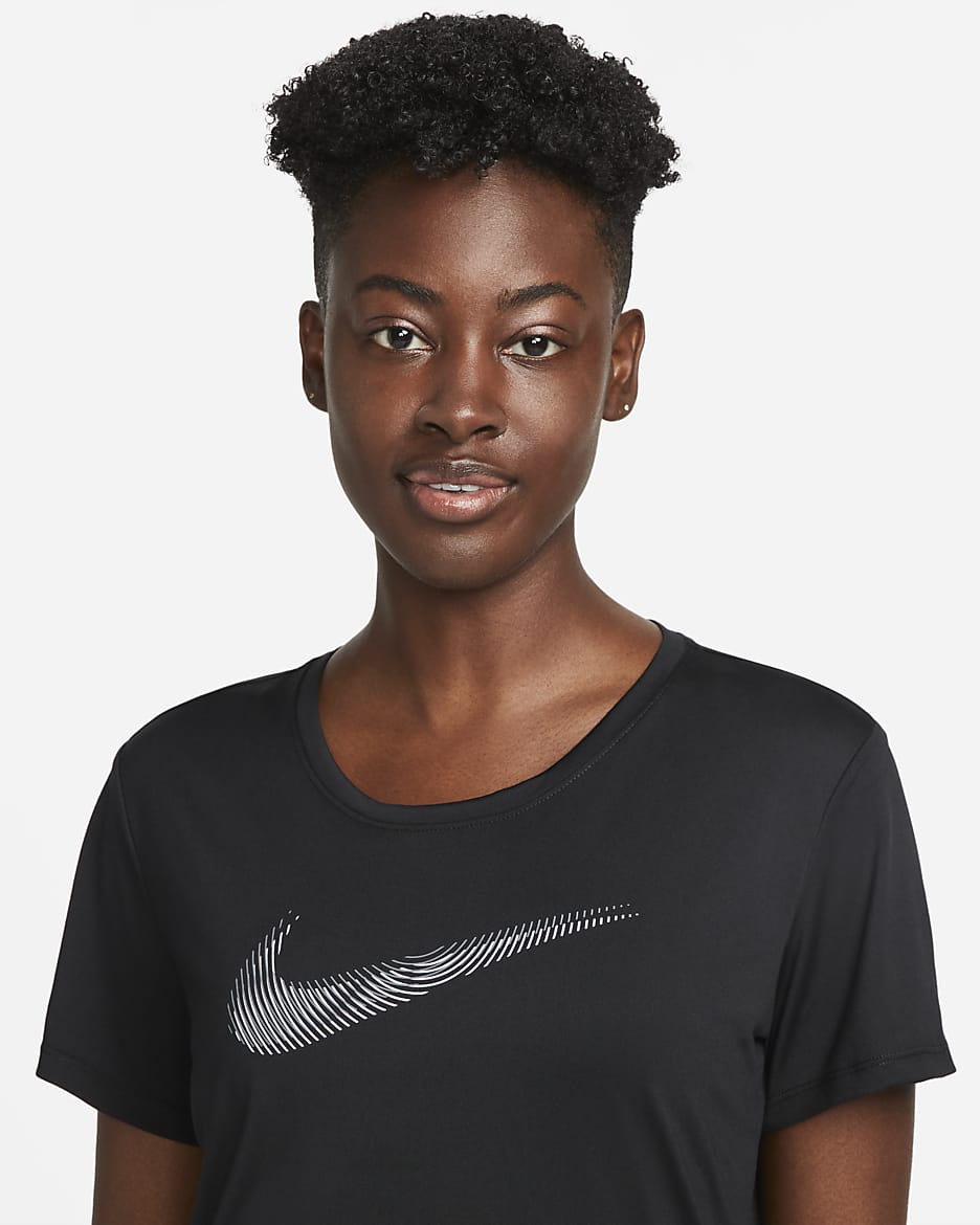 Haut de running à manches courtes Nike Dri-FIT Swoosh pour femme - Noir/Cool Grey