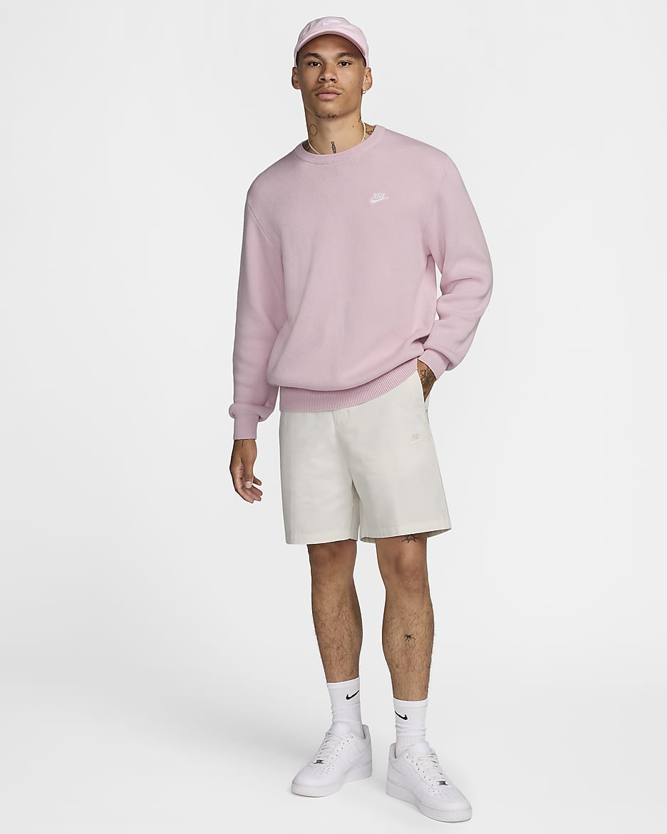 Nike Club Pullover mit Rundhalsausschnitt (Herren) - Pink Foam/Weiß