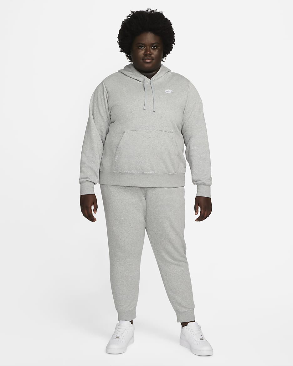 Nike Sportswear Club Fleece Women's Mid-Rise Joggers (Plus Size) - Dark Grey Heather/White