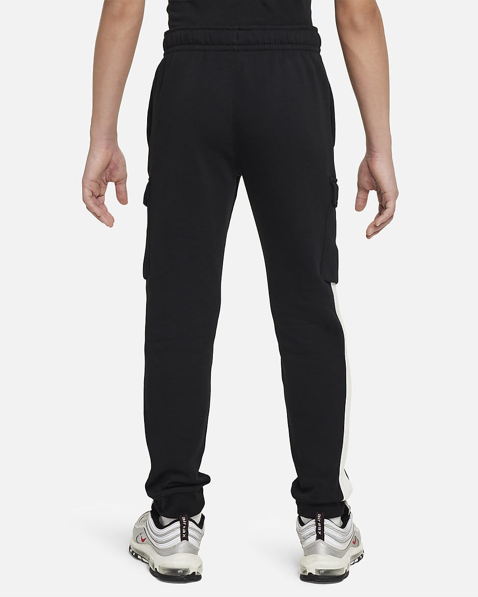 Pantalon cargo en tissu Fleece Nike Air pour ado - Noir/Blanc