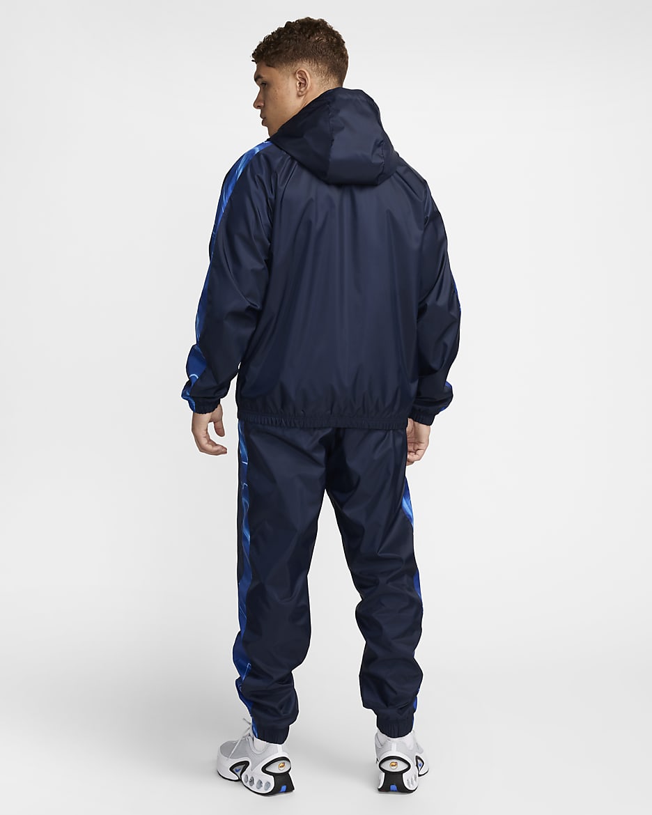 Chelsea F.C. Men's Nike Football Hooded Woven Tracksuit - Obsidian/Obsidian/White