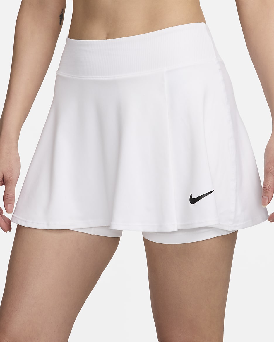 NikeCourt Dri-FIT Victory Women's Flouncy Tennis Skirt - White/Black