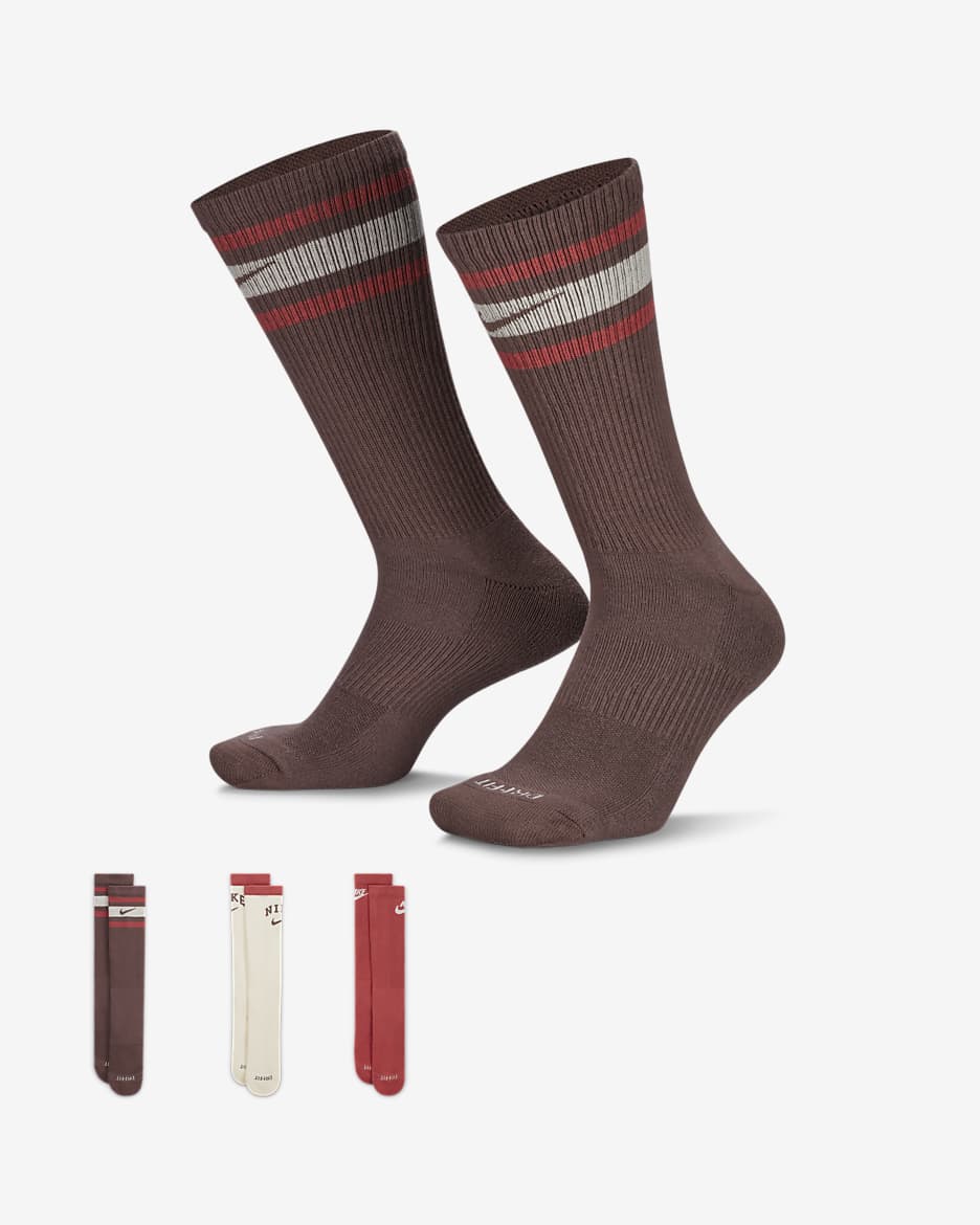 Nike Everyday Plus Cushioned Crew Socks (3 Pairs) - Multi-Colour